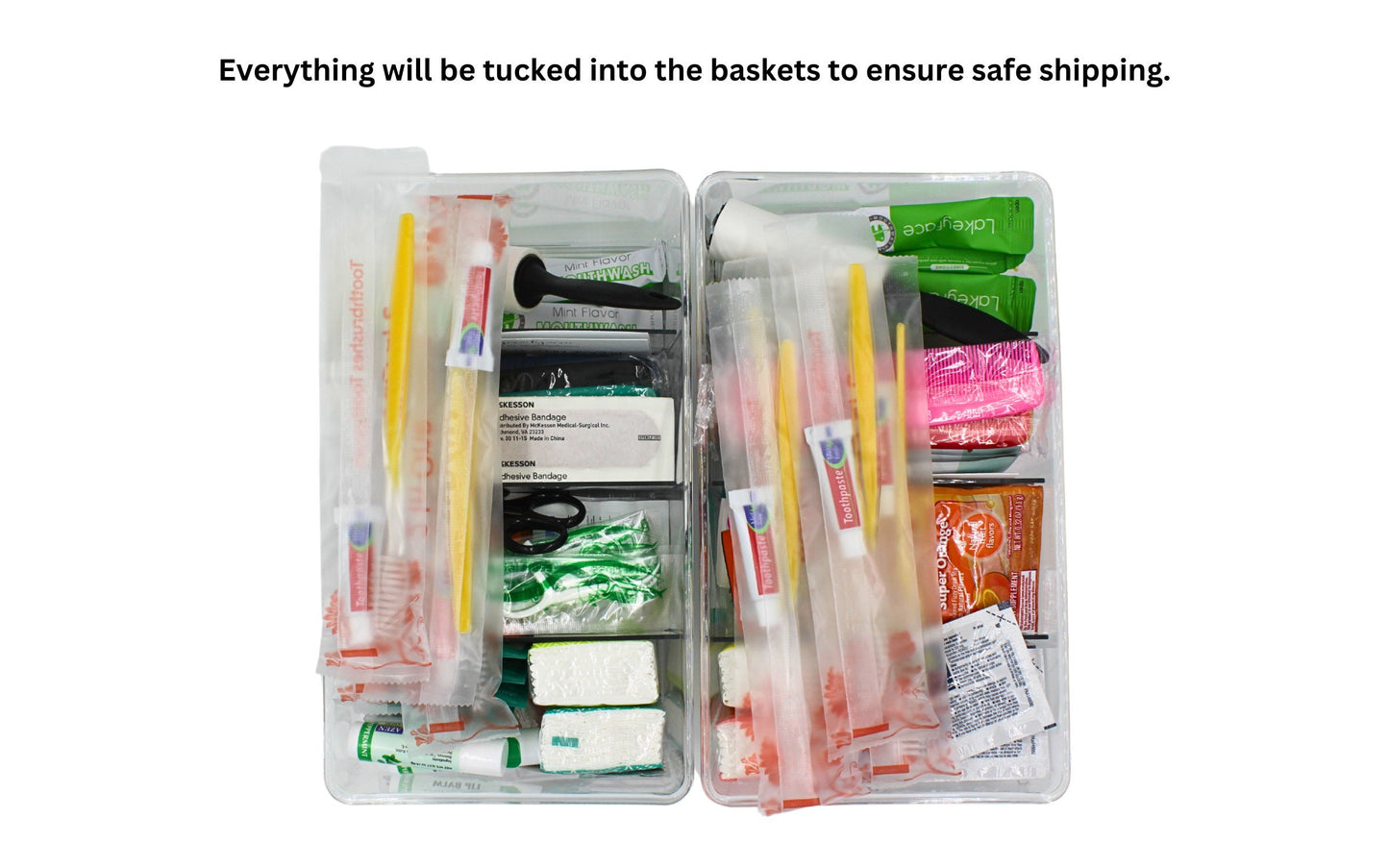 Deluxe Wedding Bathroom Baskets with Custom Sign