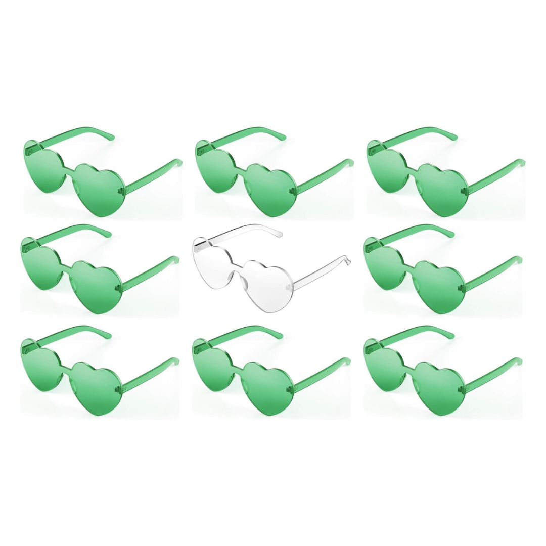 Edie Rose Green and White Heart Sunglass Set