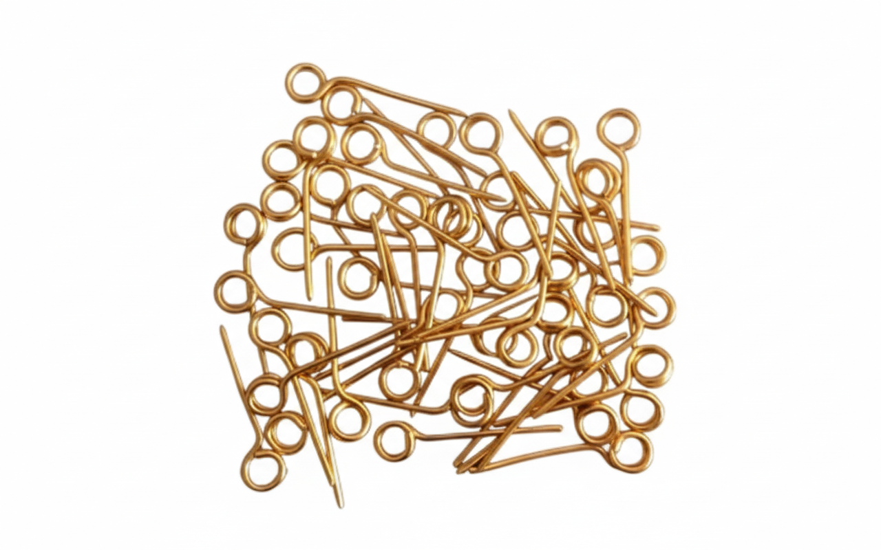 Close-up of mini round gold wire place card clips