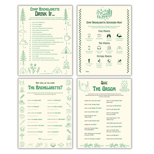 Edie Rose Camp Bachelorette Party Game Bundle