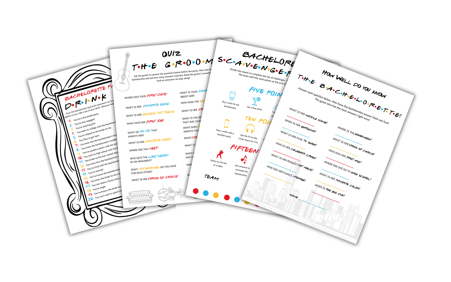 Friends Bachelorette Party Game Bundle 