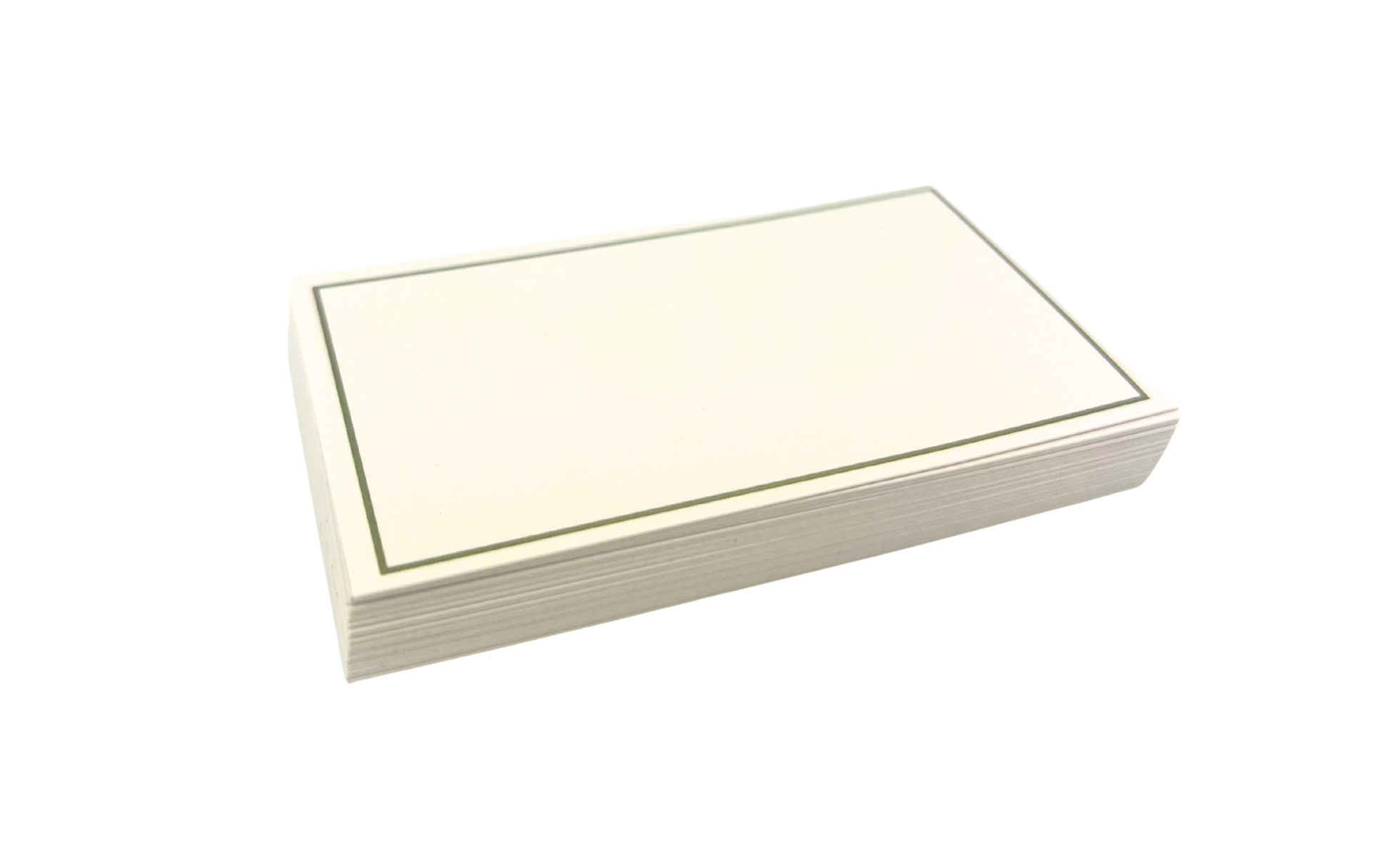 Flat white place cards with gold foil trim, modern wedding table accessory