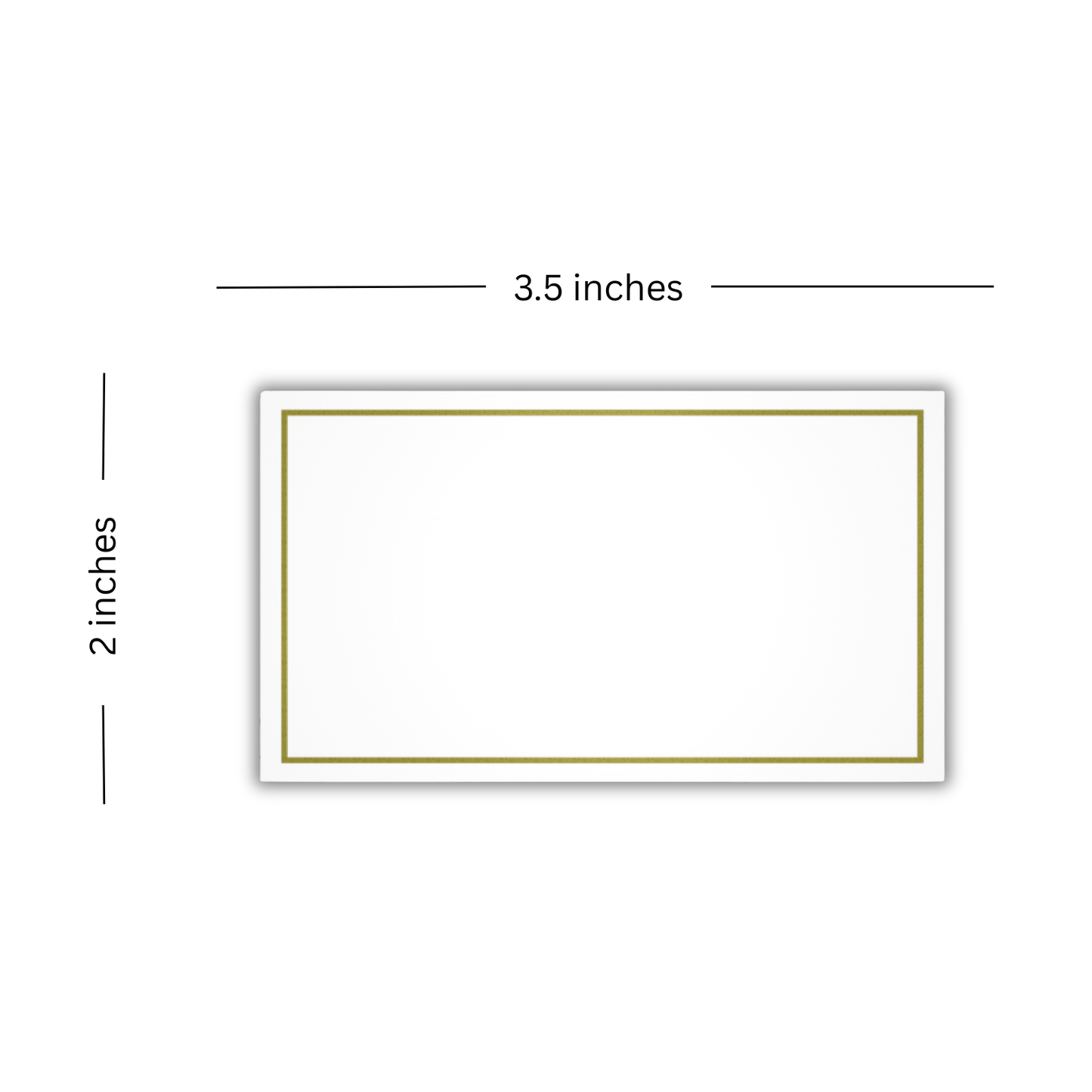Flat white wedding place cards with gold foil border, blank for use with place card holders