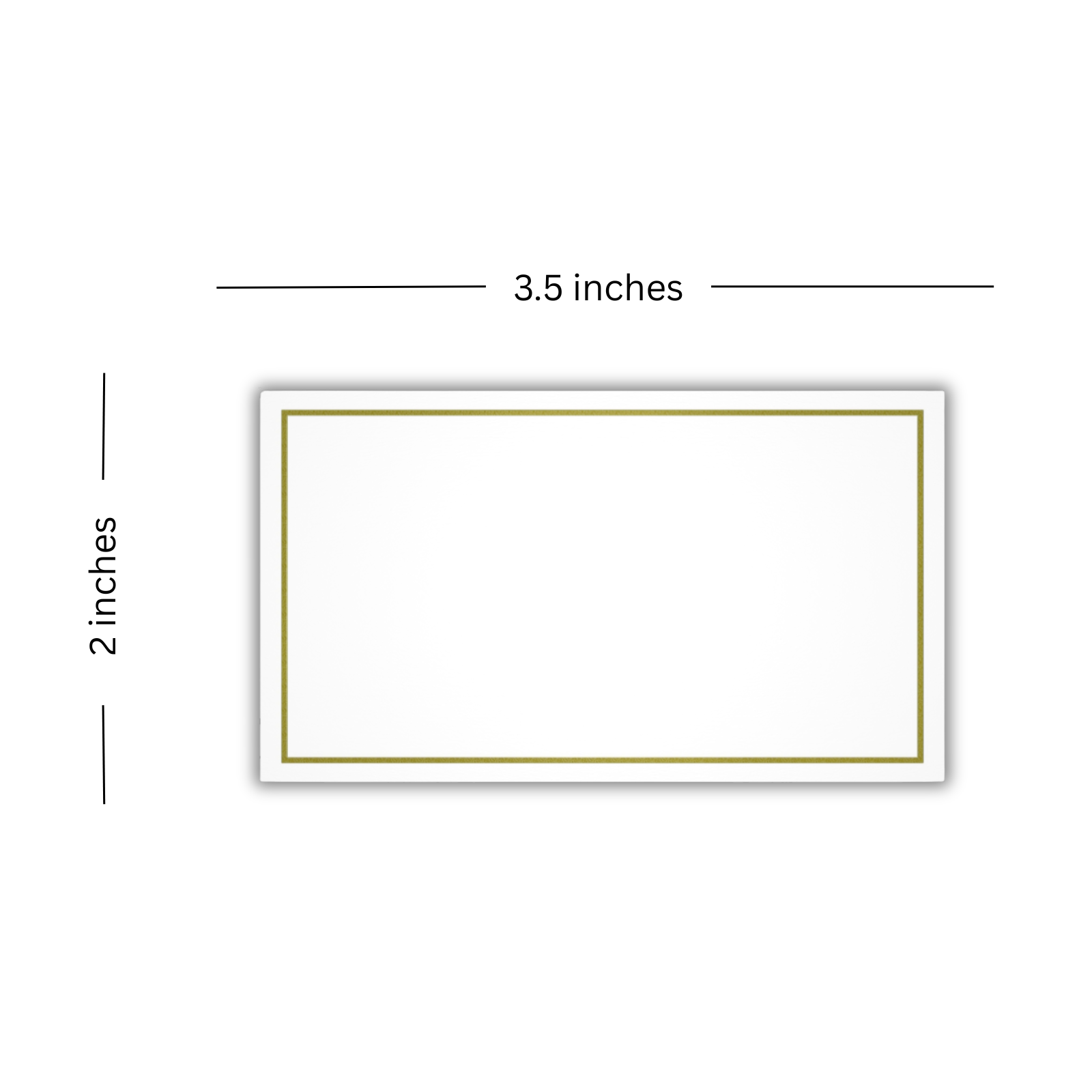 Flat white wedding place cards with gold foil border, blank for use with place card holders