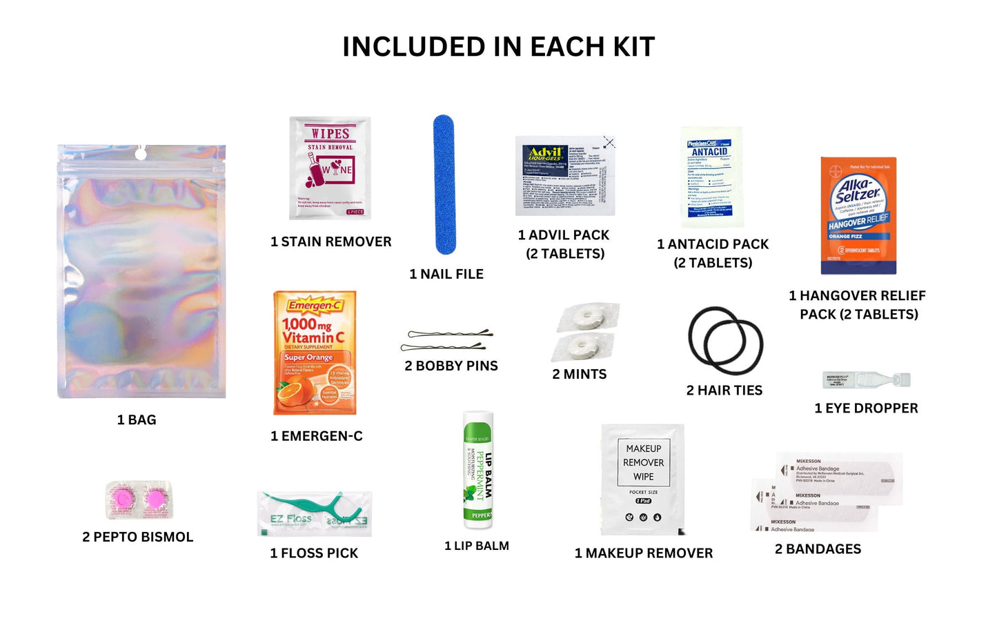 Edie Rose Bachelorette Hangover Kit Packed with Essentials