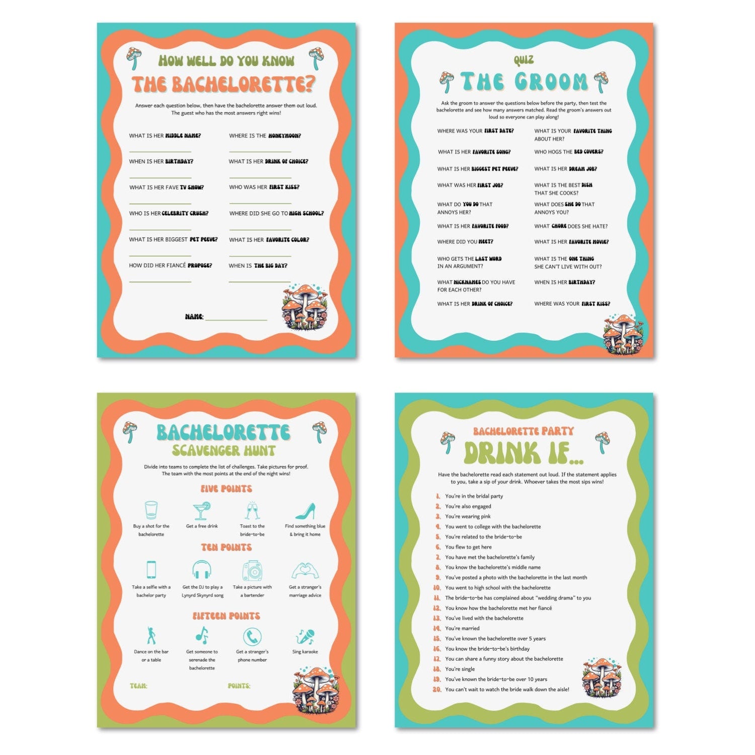 Dazed & Engaged Bachelorette Party Game Bundle- Printable