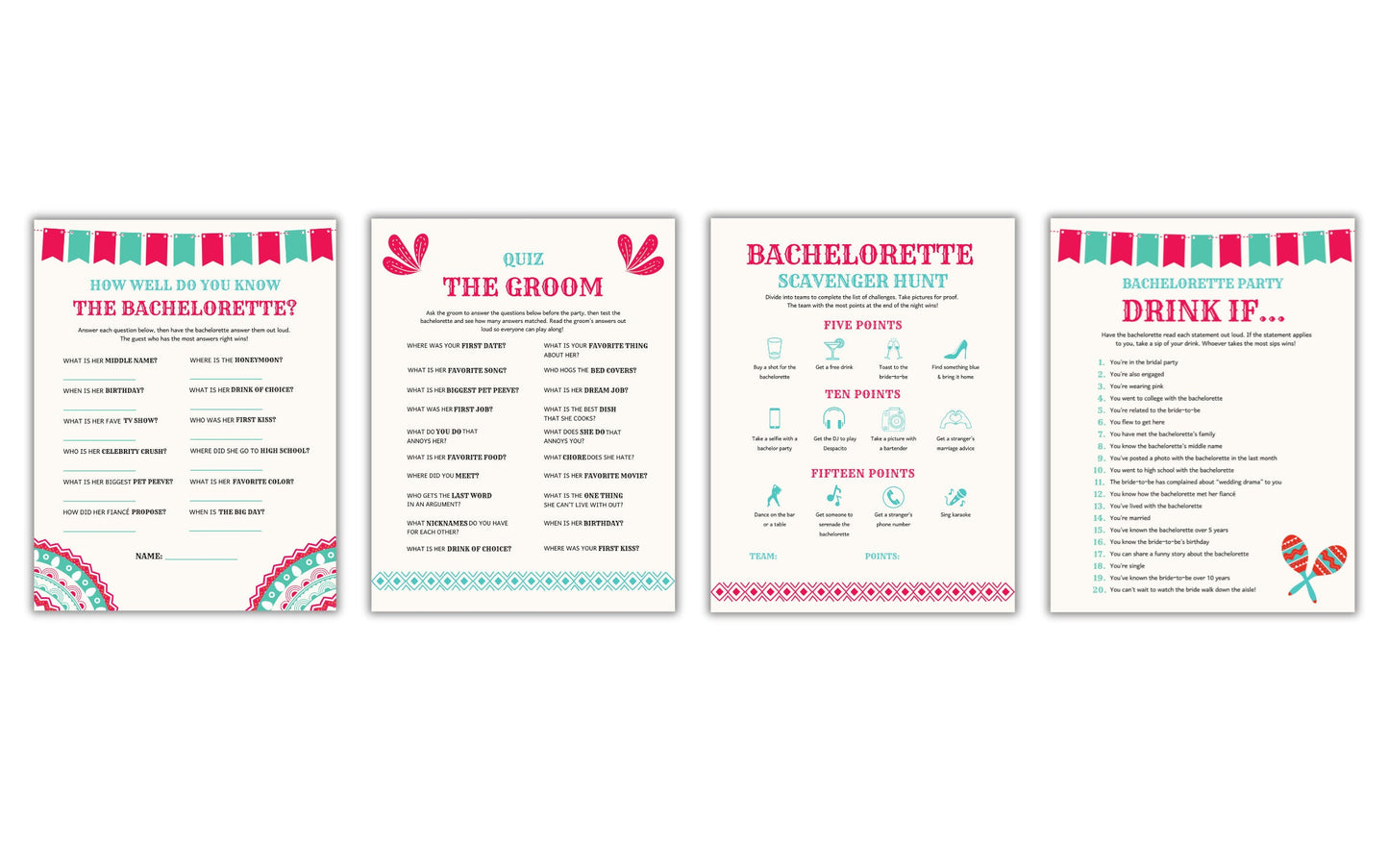 Final Fiesta Bachelorette Party Game Bundle