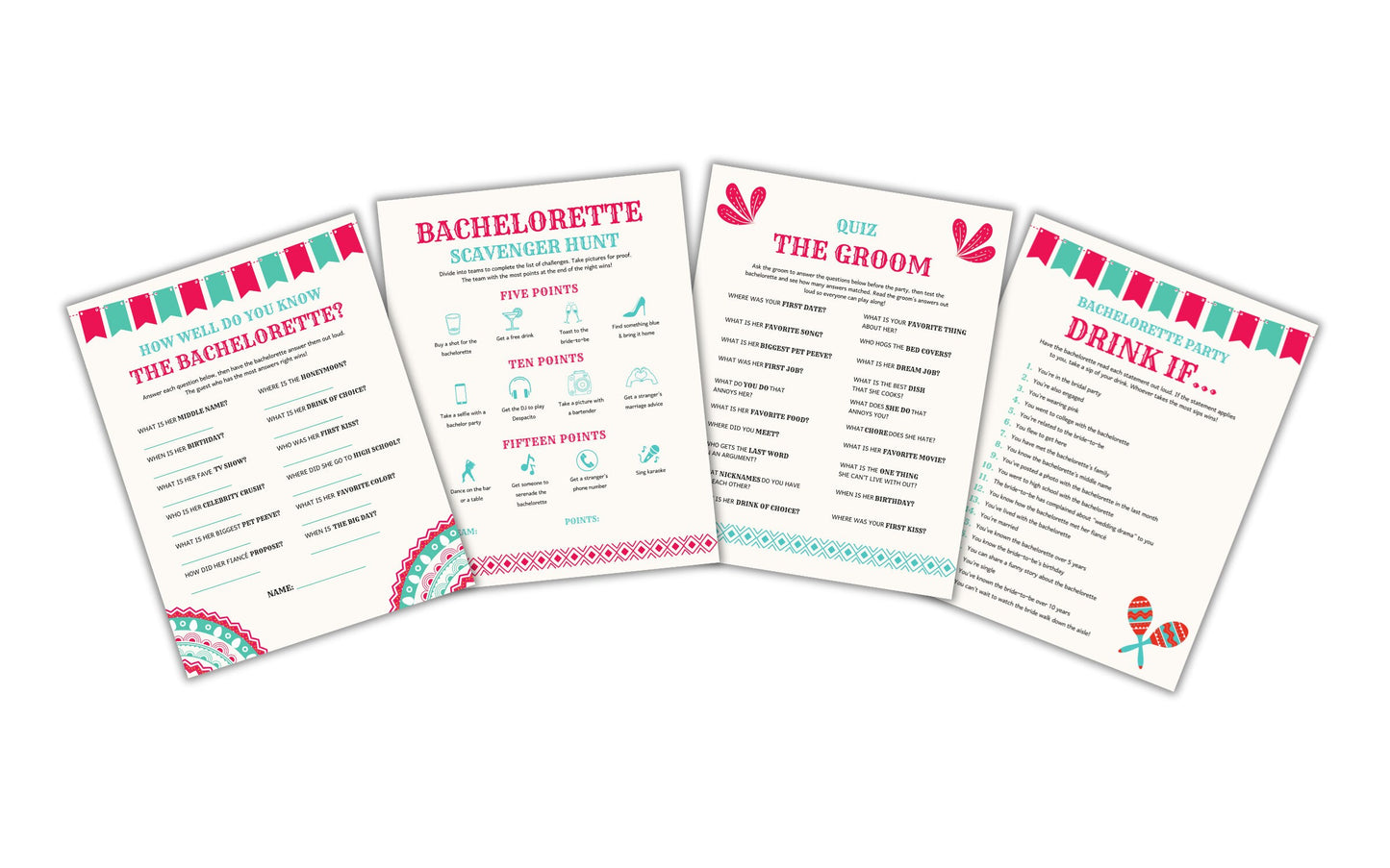 Final Fiesta Bachelorette Party Game Bundle