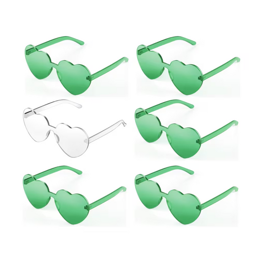 Edie Rose Green and White Heart Sunglass Set