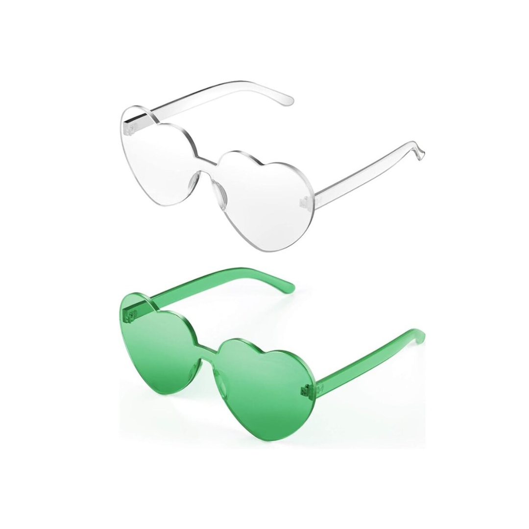 Edie Rose Green and White Heart Sunglass Set