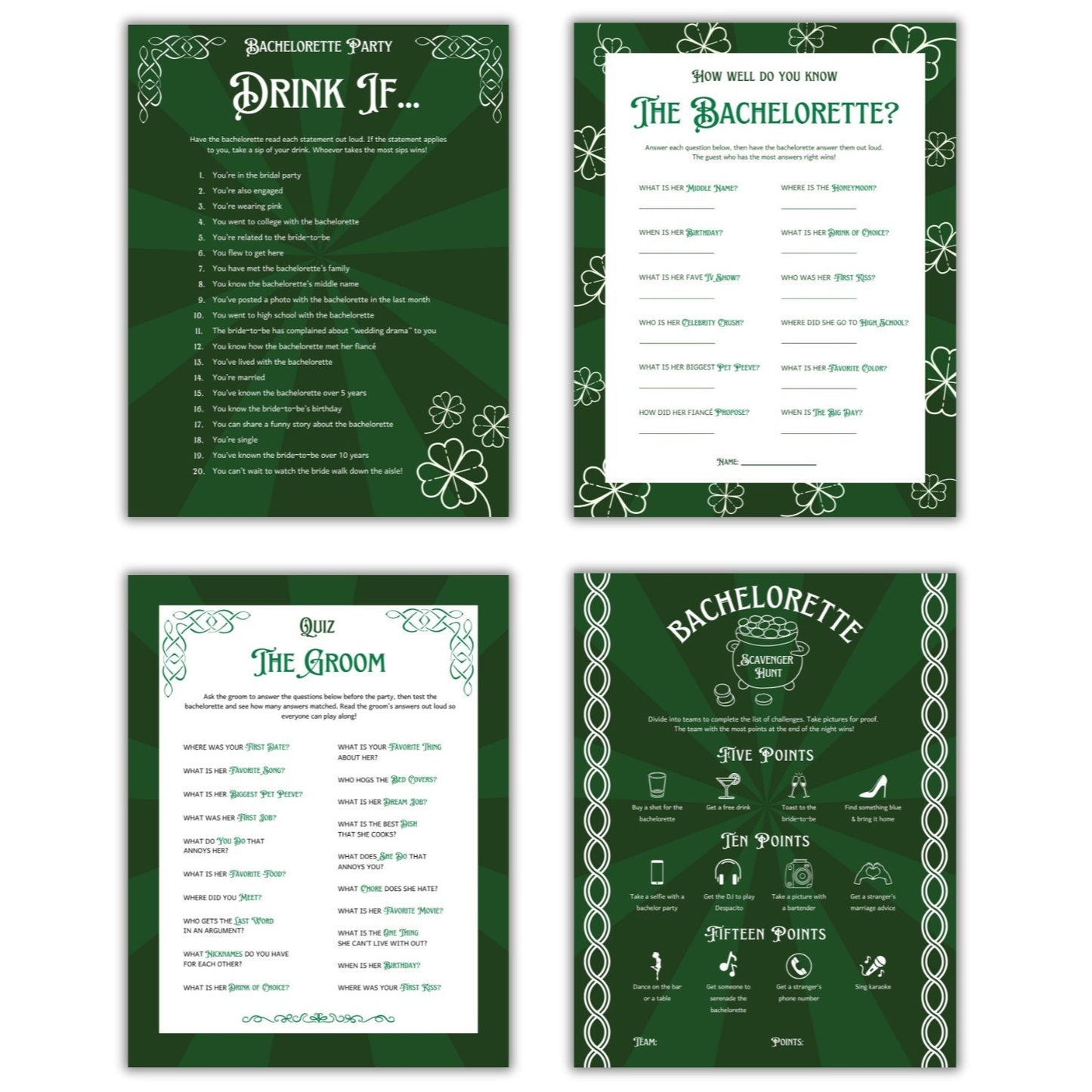 Edie Rose Lucky in Love Bachelorette Party Game Bundle