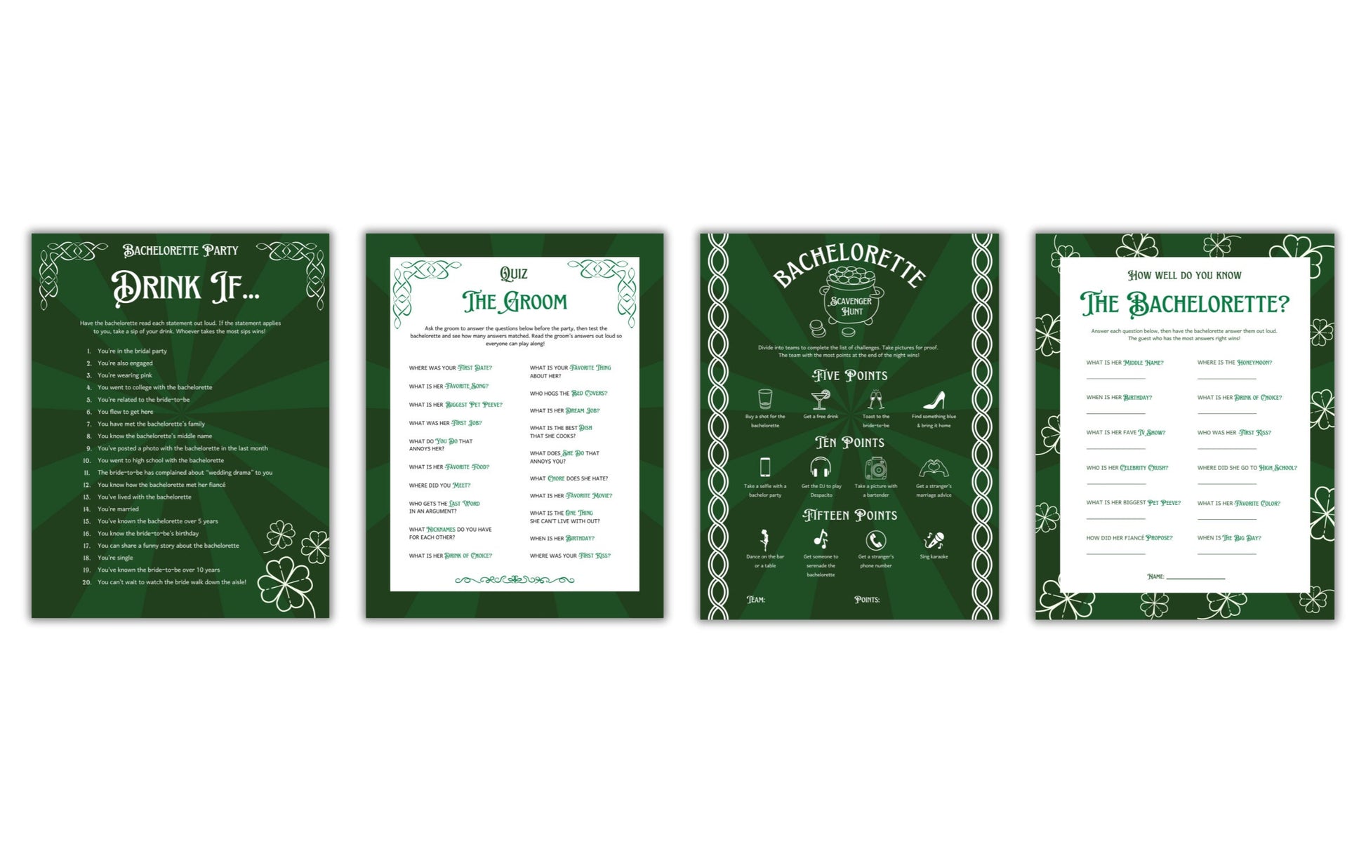 Edie Rose Lucky in Love Bachelorette Party Game Bundle