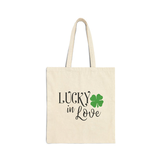 Lucky in Love Cotton Canvas Tote Bag