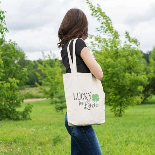 Lucky in Love Cotton Canvas Tote Bag