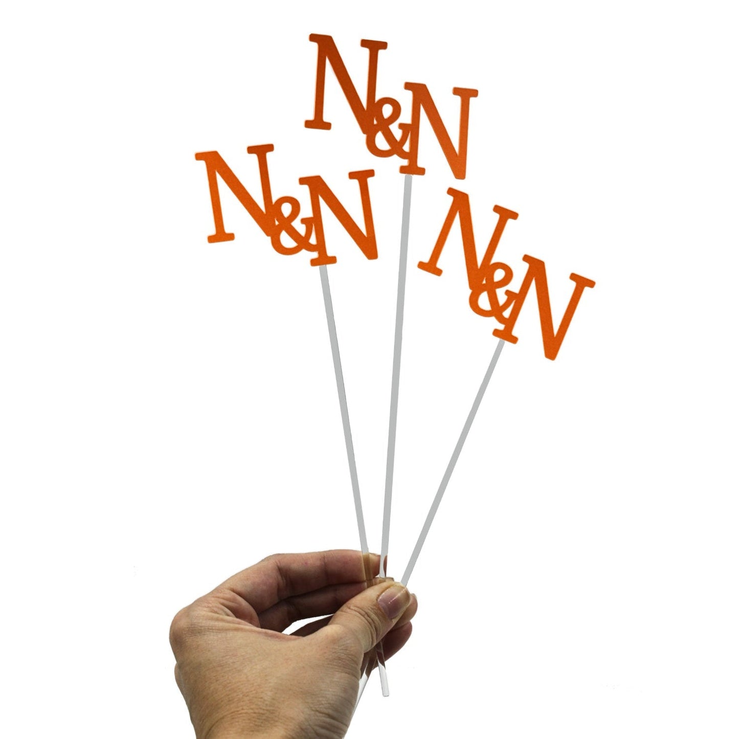 Personalized initial sticks for bridal shower table décor