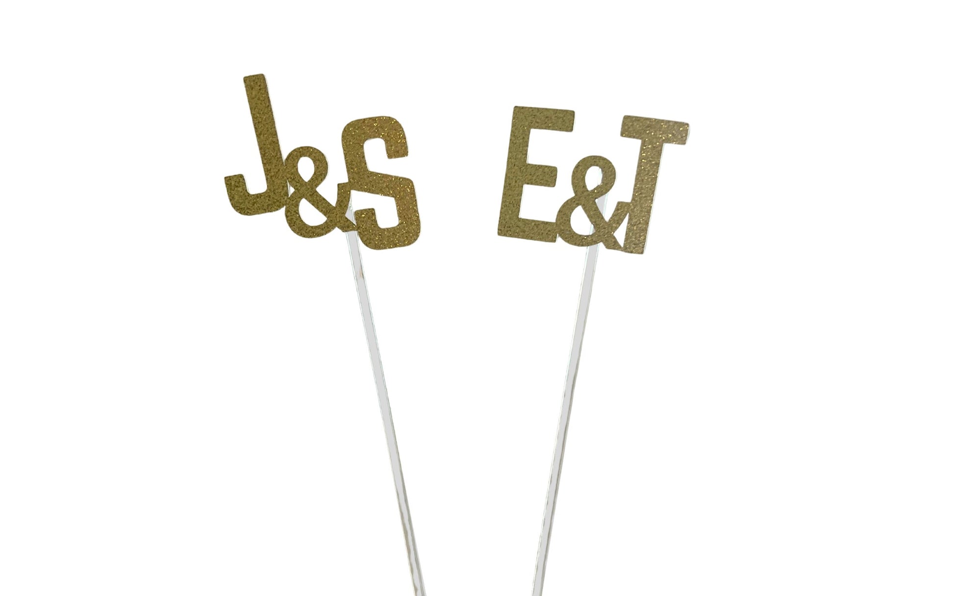 Custom initial sticks for wedding events on clear 12-inch rods